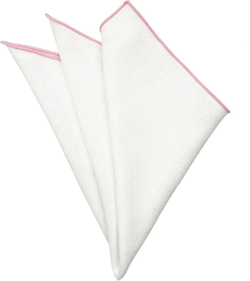 BELLUNO White Pocket Square with Embroidered Color Edge - Image 3